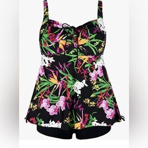 Septangle Women Plus Size
Bathing Suits Paisley Print Two
Piece Swimsuit Tankini